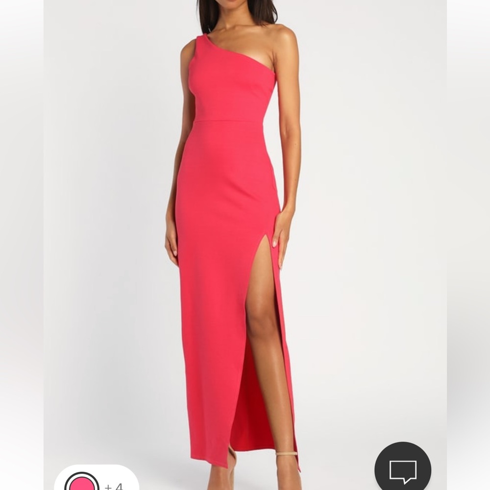 hot pink one shoulder maxi dress